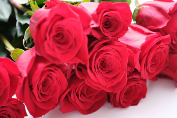 Obraz premium Luxury bouquet made of red roses, flower shop