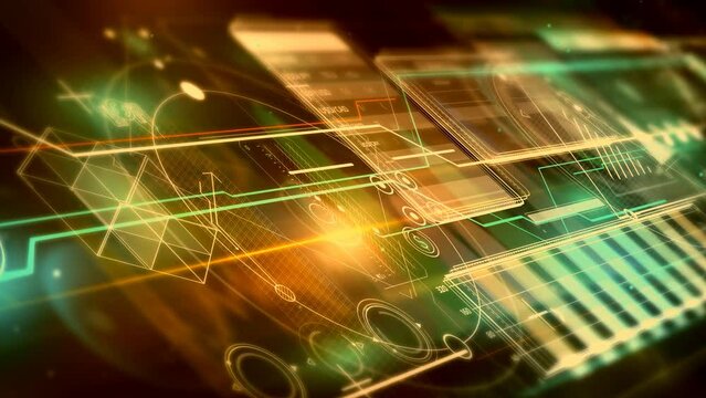 Abstract data animated in 3D digital space.