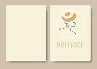 Cover design with woman silhouette. Hand drawn portrait of ebony woman