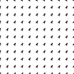 Square seamless background pattern from geometric shapes. The pattern is evenly filled with big black rocket symbols. Vector illustration on white background