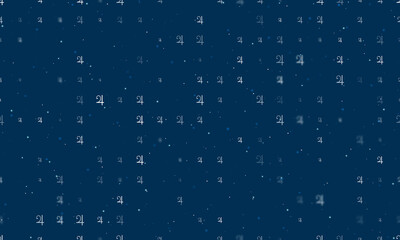Obraz premium Seamless background pattern of evenly spaced white jupiter astrological symbols of different sizes and opacity. Vector illustration on dark blue background with stars
