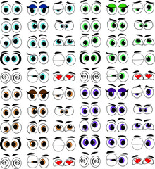 A set of eyes for characters with different emotions. Eyes of different colors and emotions