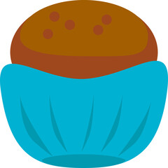 Cartoon chocolate muffin. Chocolate cup cake. Icon isolated on white background. Illustration, Vector, EPS10