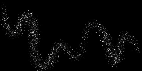 Silver confetti point on a black background. Luxury festive background. Silver grainy abstract texture overflows against a black background. Element of design. Vector illustration, EPS 10.