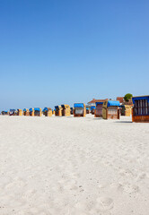 Sand chair at the Baltic Sea Germany on a sunny day in the early summer 