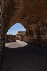 Arched features of Belvoir Fortress, Kohav HaYarden National Park in Israel. Ruins of a Crusader castle.
