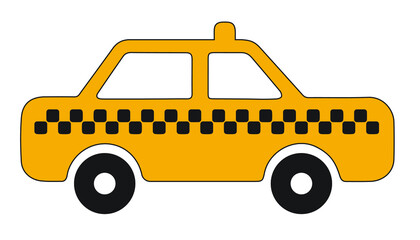 Yellow taxi with chequered pattern vector icon flat style © Cansu
