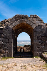 Obraz premium Arched features of Belvoir Fortress, Kohav HaYarden National Park in Israel. Ruins of a Crusader castle. 