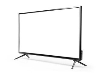 Black LED tv television screen blank isolated on white background - 502262929