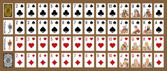 Poker set with isolated cards - Poker playing cards - Miniature playing cards for mobile applications
