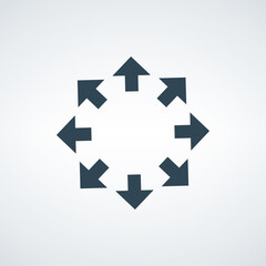 Spreading outward arrows icon. Distribution arrows. Stock vector illustration isolated on white background.