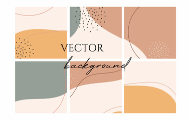 Set of vector abstract doodle background with copy space for text. Design for social media, feed post. Square flyer banner