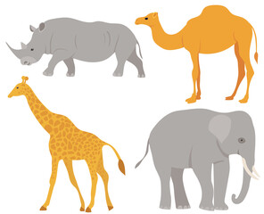 wild animals set flat design , isolated on white background