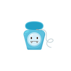 Dental floss for caring for teeth and mouth at home, vector flat illustration on a white background.