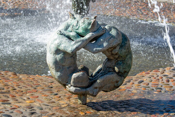 Brunnen der Lebensfreude (Fountain) Hanseatic city Rostock Mecklenburg Western Pomerania Germany
