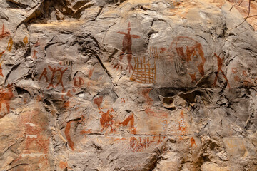 Cave paintings in the city of Januaria, State of Minas Gerais, Brazil