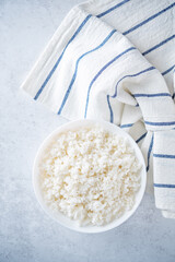 White cooked rice in a bowl