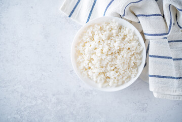 White cooked rice in a bowl