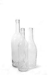 group of a glass bottles on white background