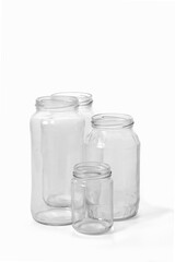 group of jars isoalted on white background
