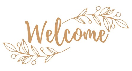 Vintage vector welcome handwritten inscription. hand drawn lettering. Welcome calligraphy. Welcome card. Vector illustration. - obrazy, fototapety, plakaty