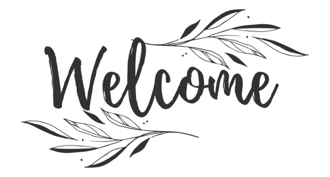 Vintage vector welcome handwritten inscription. hand drawn lettering. Welcome calligraphy. Welcome card. Vector illustration.