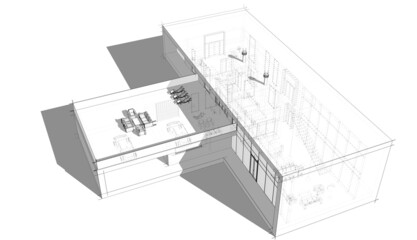 architectural sketch of a house