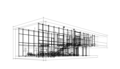 architectural sketch of a house