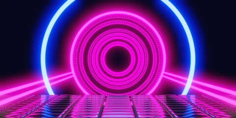 metaverse vr virtual reality with network, gaming of simulation, cyberpunk gamer background, 3d rendering illustration, scifi ai robot technology