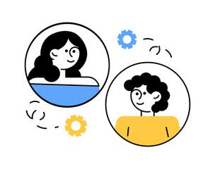 Business chat concept in outline style.