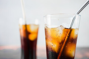 refreshing drink, cola on white background.