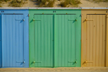 Little beach cabins at a North Sea