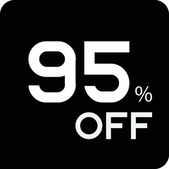 95 percent off. Discount for big sales. Black balloon