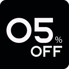 05 percent off. Discount for big sales. Black balloon