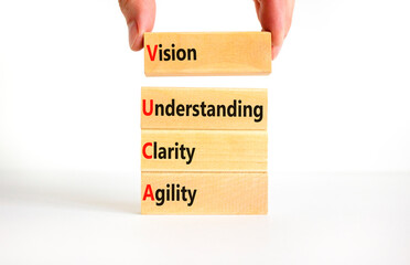 VUCA vision understanding clarity agility symbol. Concept words VUCA vision understanding clarity...