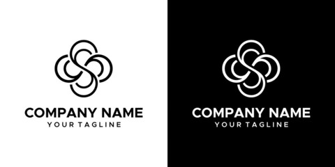 an S infinity themed graphic image, on a black and white background. vector graphics base.