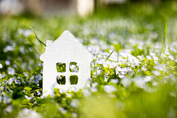 paper house on a field with flowers