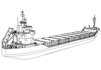 Fototapeta premium Container ship, cargo ship. World cargo ship. Design elements for logo, label, emblem, sign, brand mark. Vector illustration.