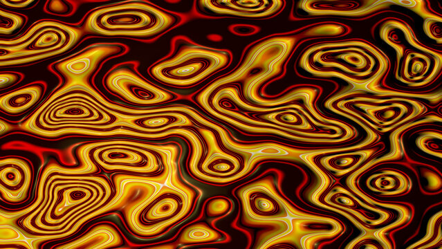 Volcanic lava background moving in red, yellow and black color. 3d Illustration