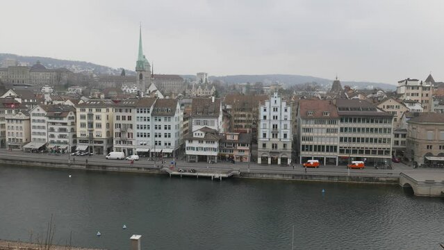 Niederdorf aerial view in Zurich
