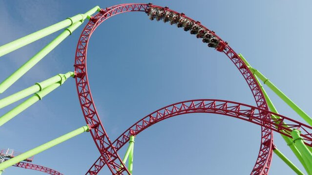 large roller coaster in the amusement park