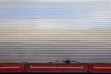 Corrugated iron silo, abstract silver