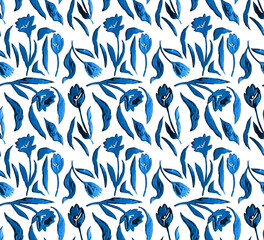 Fototapeta premium Seamless flowers pattern, floral print.