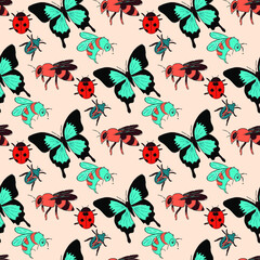 Vector seamless background with insects