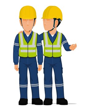 A worker is talking to his friend