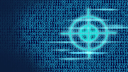 Digital Data Screen with Targeting Sign on Futuristic Background