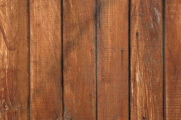 Wooden brown boards background. Old fence boards at home. Rough board surface. Grunge wood background. Old wood painted floor.