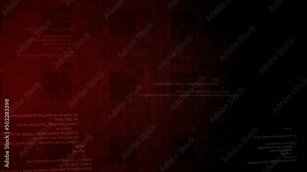 Poster blocks of abstract program code are written with the background changing color from green to red. mo