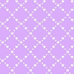 Netting abstract seamless pattern with butterflys and hearts. Cute grid Y2K background. Nostalgic 2000s vector print. Retro girly lattice backdrop 1990s style