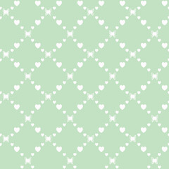 Netting abstract seamless pattern with butterflys and hearts. Cute grid Y2K background. Nostalgic 2000s vector print. Retro girly lattice backdrop 1990s style